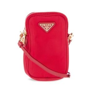 Prada Red Crossbody Phone Bag with Gold Hardware